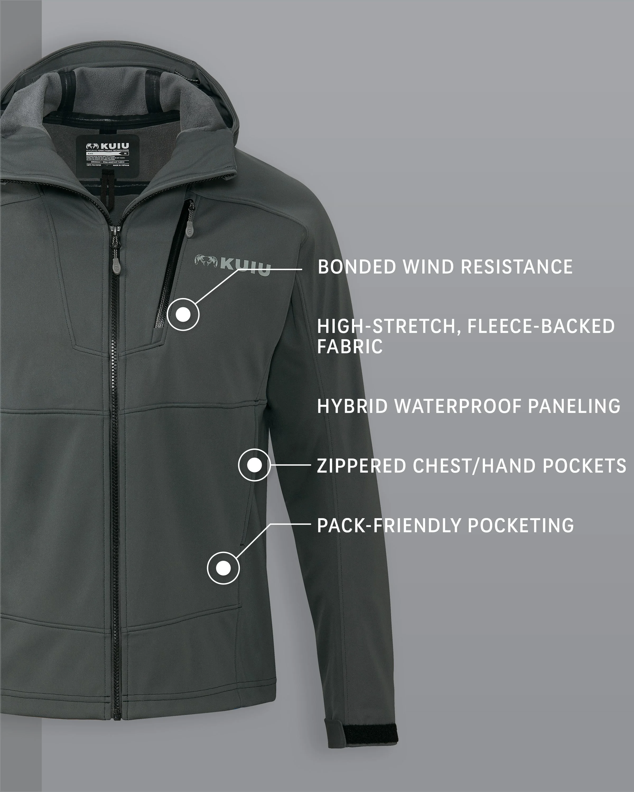 Alternative view of Axis Hybrid Hooded Jacket | Gunmetal